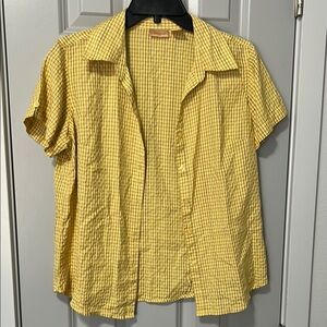VINTAGE NorthCrest Yellow Checkered Short Sleeve Shirt